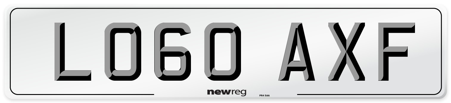 LO60 AXF Number Plate from New Reg